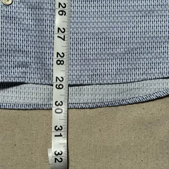 Peter Millar Button Front Shirt Mens Sz L Barber Geometric Pattern Short Sleeve - Picture 4 of 8